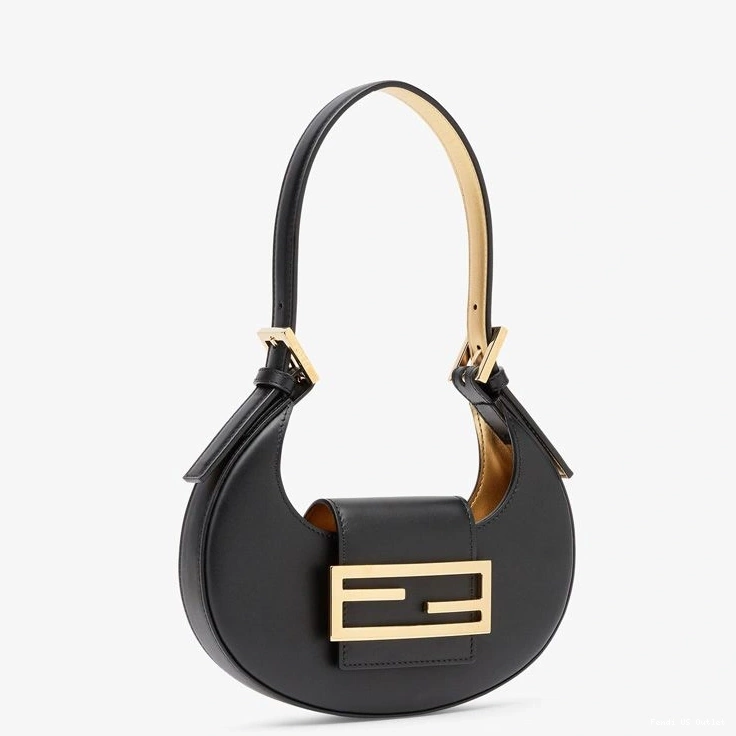 Vintage HOT In Leather Bag Fendi Black Mini Hobo Cookie Calf 0710